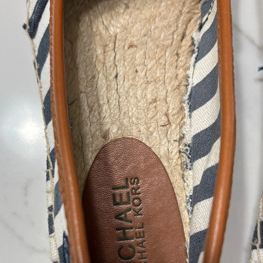 Michael Kors Kids Navy and White Striped Slippers